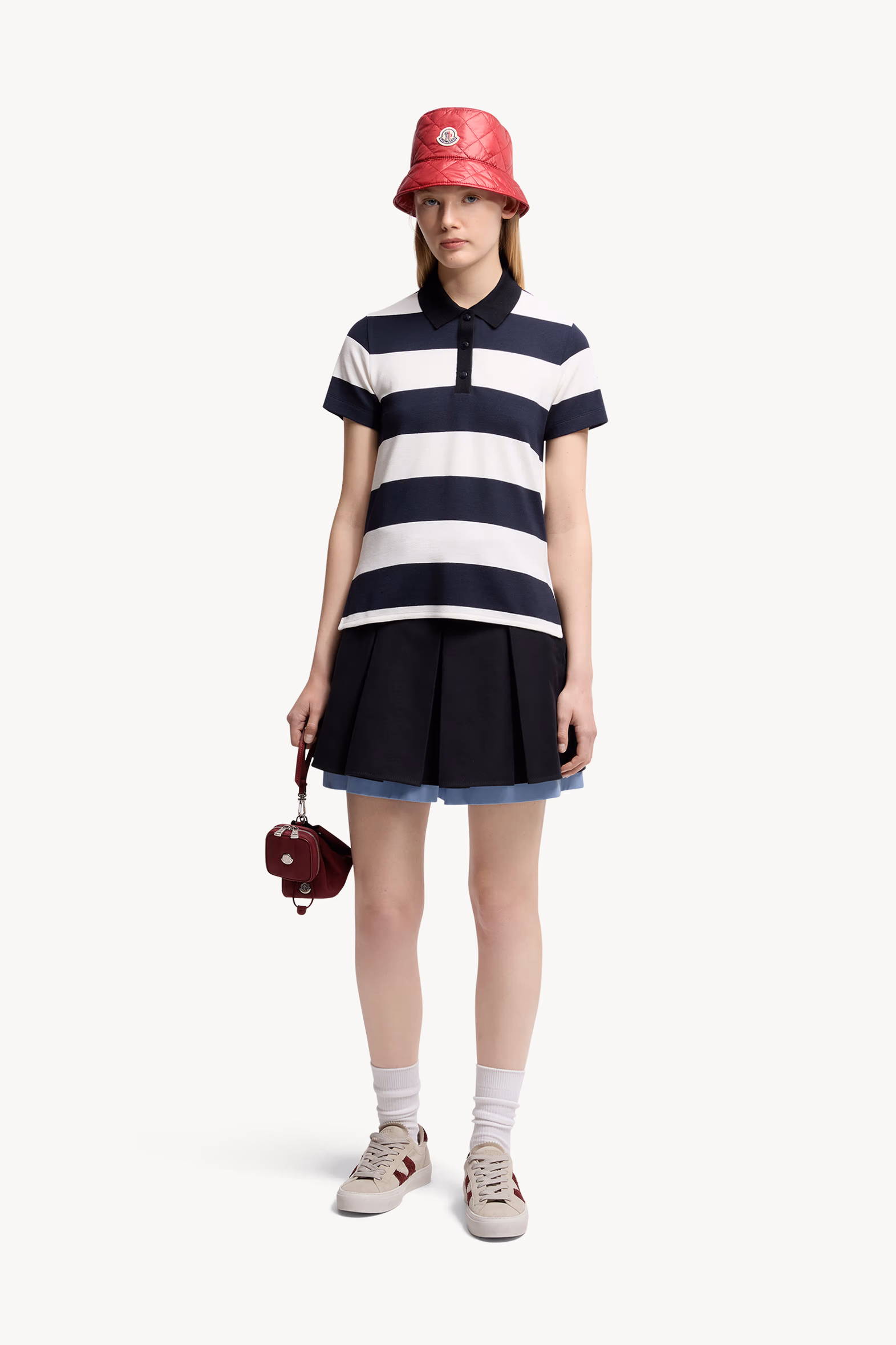 Striped Polo Shirt Women White & Blue Moncler 0